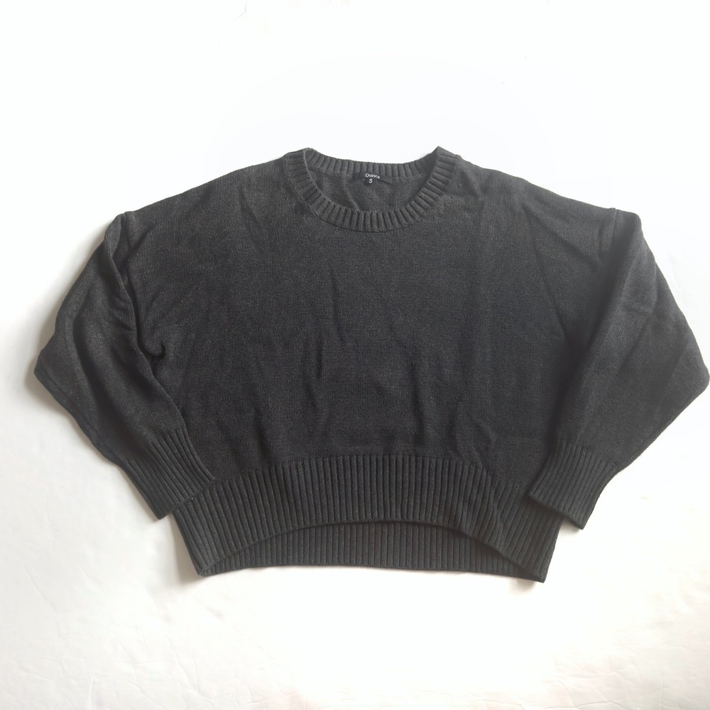 Quince Boyfriend Crew Sweater S Gray Organic Cotton  Oversized Crop  Slouchy